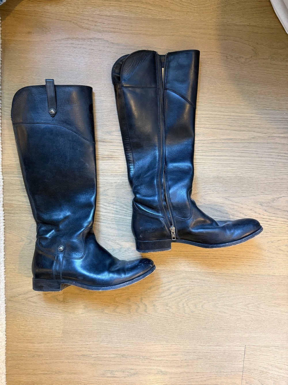 Frye Women’s Melissa Tab Black Leather Riding Boots